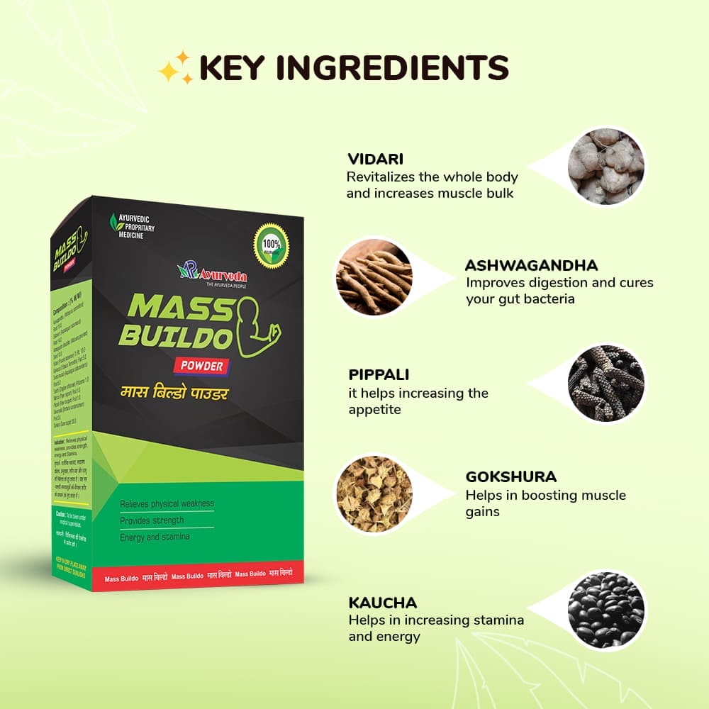 Mass Buildo Powder- Ayurvedic Powder For Muscle Gain - Image 3